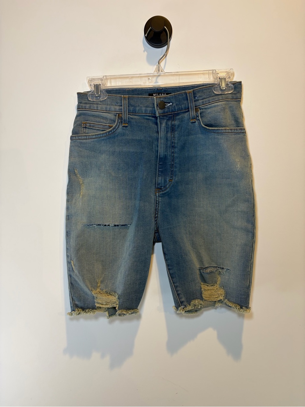 Milano Di Rouge Washed Blue Distressed Denim Shorts